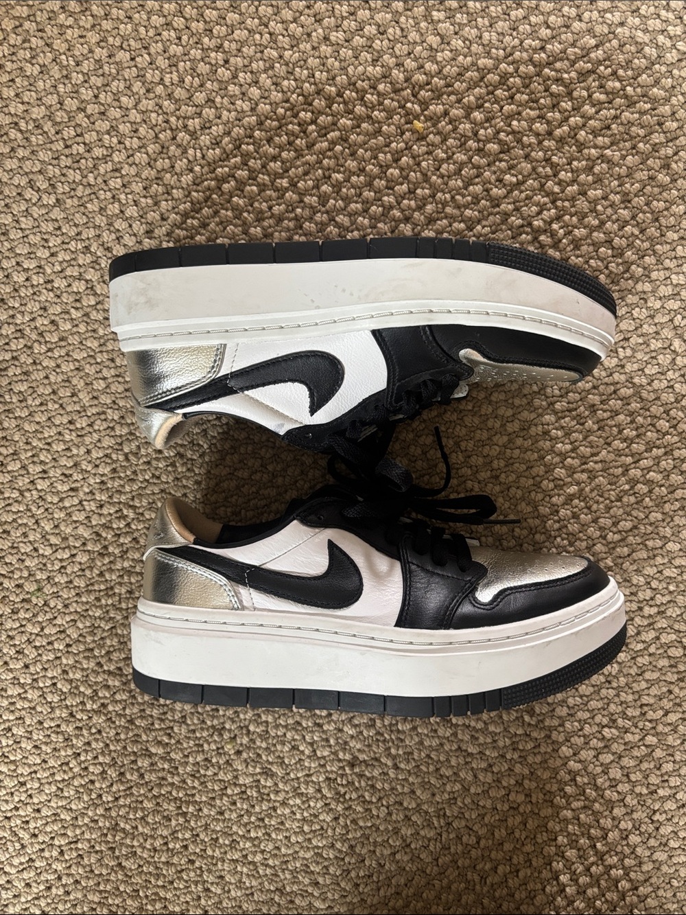 Nike Women's Platform Sneakers in Black, White & Silver